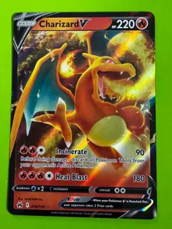 Pokemon TCG Charizard V 018/159 Crown Zenith Ultra Rare LP - Image 1