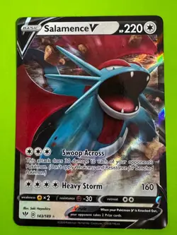Pokemon TCG Salamence V 143/189 SWSH03: Darkness Ablaze Ultra Rare LP - Image 1