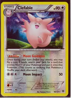 2 POKEMON RARE CLEFABLE 98/135 & CLEFAIRY 97/135 -PLASMA STORM REVERSE HOLO NM - Image 2
