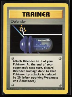 Defender 80/102 Uncommon Base Set Unlimited Pokemon LP - Image 1