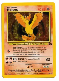 Pokemon Card: Moltres HOLO 12/62 Fossil Set Vintage Rare! EX - Image 1