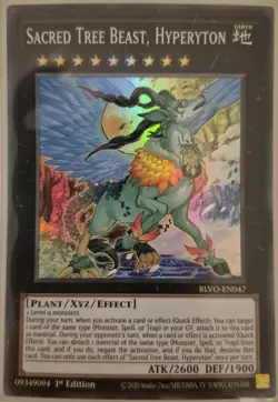 YuGiOh Sacred Tree Beast, Hyperyton Super Rare 1st Edition BLVO-EN047 - Image 1