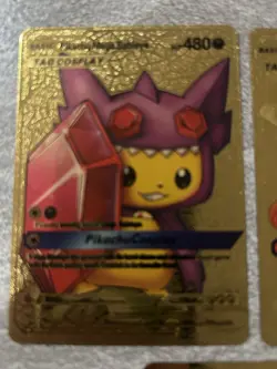 Pikachu Cosplay Mega Gold Fools Pokemon Card Ultra Rare - Image 1