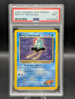 2000 Pokemon Gym Heroes TCG Card Misty's Tentacool 32/132 Graded PSA 9 Mint 💧💧 - Image 1