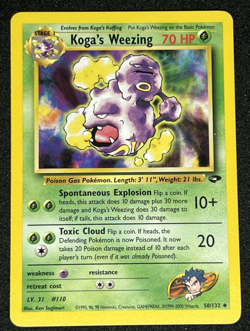 Koga's Weezing 50/132 WOTC Gym Challenge Non-Holo Uncommon Pokemon Card NM - Image 1