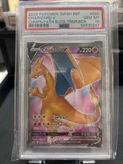 2020 Pokemon SWSH #050 Charizard V Champions Path ETB Black Star Promo PSA 10 - Image 1