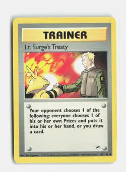 Lt. Surge's Treaty 112/132 Unlimited Gym Heroes Pokemon LP - Image 1
