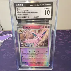 Pokemon TCG Espeon 033/131 Sv: Prismatic Evolutions Poke Ball Holo CGC 10 - Image 1