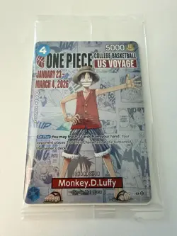 One Piece TCG Monkey.D.Luffy US College Basketball Promo Card FACTORY SEALED NM - Image 1