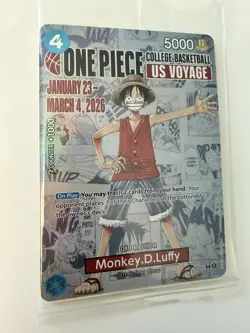One Piece TCG Monkey.D.Luffy US College Basketball Promo Card FACTORY SEALED NM - Image 2