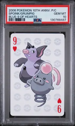 2006 POKEMON CENTER 10TH ANV PLAYING CARDS BLUE DECK GRUMPIG/SPOINK PSA 10 - Image 1