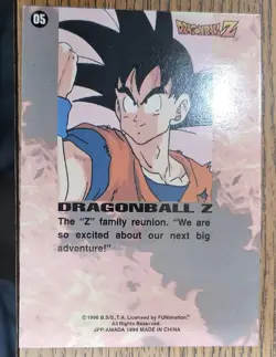 1996 JPP/AMADA DRAGON BALL Z Series 1: #5 THE "Z" FAMILY REUNION Foil Card - Image 2