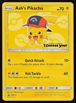 Ash's Pikachu - SM111 Promo Sun & Moon Promo Pokemon English NM- - Image 1