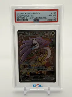 2025 POKEMON PRE SPECIAL ILLUSTRATION RARE #166 RAGING BOLT EX PSA 10 - Image 1