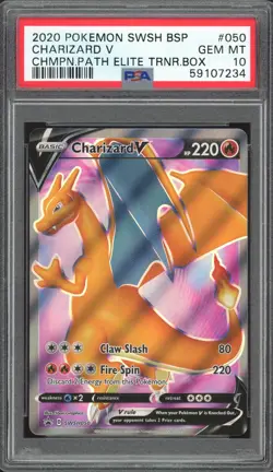 CHARIZARD V SWSH050 FULL ART CHAMPIONS PATH ELITE TRAINER BOX PSA 10 GEM MINT - Image 1