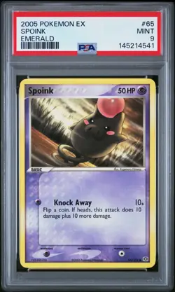 Pokemon 2005 EX Emerald #65 Spoink PSA 9 MINT - Image 1