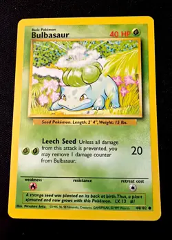 1999 Wizards Pokemon Base Set Unlimited Bulbasaur 44/102 Non-Holo NM - Image 1