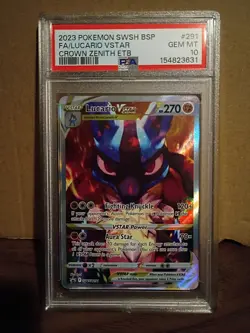 Pokemon 2023 Lucario VSTAR SWSH291 PSA 10 Gem Mint Crown Zenith ETB Promo Holo - Image 1
