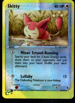 Pokemon TCG Skitty 44/109 EX Ruby & Sapphire Reverse Holo HEAVILY DAMAGED - Image 1