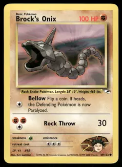 Pokemon Cards Brock's Onix 69/132 Gym Heroes Common NM - Image 1