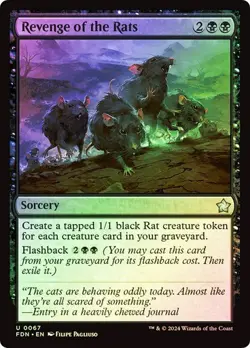NM Foil Revenge of the Rats, MTG, Foundations, Magic the Gathering, 67 - Image 1