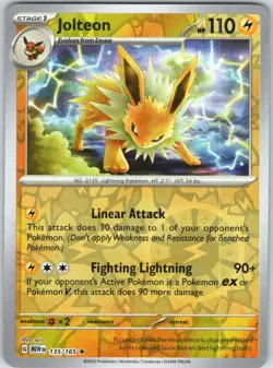 Jolteon 135/165 Rare 151 Pokemon Reverse Holo NM - Image 1