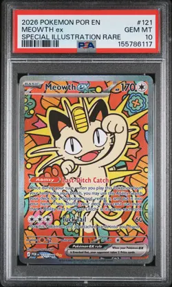 2026 POKEMON POR EN-PERFECT ORDER SPECIAL ILLUSTRATION RARE MEOWTH EX PSA 10 - Image 1