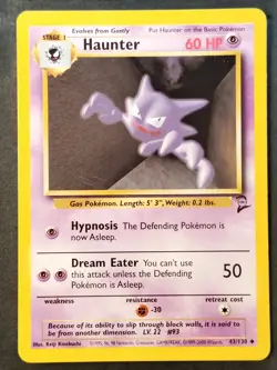 Haunter 043/130 Vintage Base Set 2 Regular, WOTC Pokemon 2000 (LP-NM) - Image 1