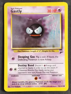 Gastly 075/130 Vintage Base Set 2 Regular, WOTC Pokemon 2000 (LP/NM) - Image 1
