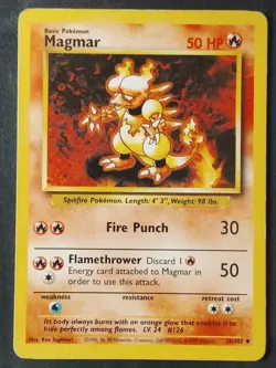 Magmar 036/102 Vintage Base Set Regular, WOTC Pokemon 1999 (HP/DMG) - Image 1
