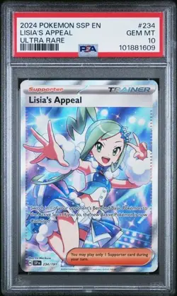 2024 Pokemon Lisia's Appeal 234/191 Surging Sparks PSA 10 Ultra Rare Trainer ENG - Image 1