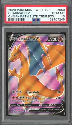 CHARIZARD V SWSH050 FULL ART CHAMPIONS PATH ELITE TRAINER BOX PSA 10 GEM MINT - Image 1
