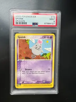 Pokemon Spoink Non Holo Ex Dragon 73/97 PSA 9 MINT - Image 1