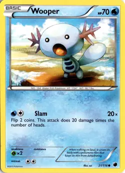 Wooper 21/116 Plasma Freeze Pokemon Card TCG - Image 1