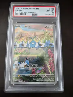2023 Pokemon TCG Paradox Rift Swablu #213/182 PSA 10 GEM MT Illustration Rare - Image 1