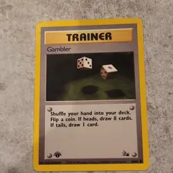 Pokemon Gambler Trainer Fossil 1st Edition 60/62 Wizards 1999 Keiji Kinebuchi - Image 1