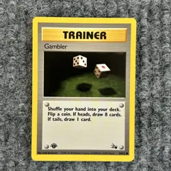 Pokemon Fossil Gambler 60/62 Common 1st Ed Near Mint Trainer - Image 1