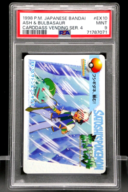 Ash & Bulbasaur EX10 Bandai Carddass Vending Series 4 Pokemon 1998 PSA 9 - Image 1