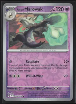 Pokemon TCG Journey Together 057/159 - Alolan Marowak - Reverse Holo NM - Image 1