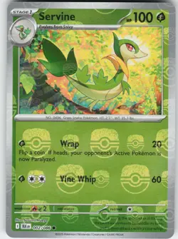 Servine (Master Ball Pattern) 002/086 Holo Common Black Bolt Pokemon Near Mint - Image 1