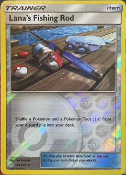 Lana's Fishing Rod Reverse Holo - 195/236 - Cosmic Eclipse Pokemon 2019 - Image 1