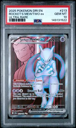 2025 POKEMON DRI EN-DESTINED RIVALS ULTRA RARE TEAM ROCKET'S MEWTWO EX PSA 10 - Image 1