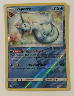 Vaporeon Reverse Holo SM - Cosmic Eclipse 42/236 Uncommon LP Pokemon - Image 1