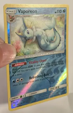 Vaporeon Reverse Holo SM - Cosmic Eclipse 42/236 Uncommon LP Pokemon - Image 2