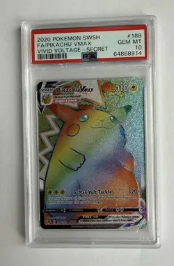 Pokemon Pikachu VMAX Vivid Voltage Secret Rare Full Art Holo 188/185 PSA 10 - Image 1