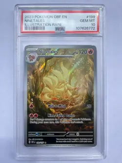 Ninetales 199/197 PSA 10 Pokemon Sv: Obsidian Flames IR Illustration Rare - Image 1