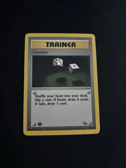 Gambler 60/62 Fossil Regular 1st Edition Pokemon TCG - MP - Image 1