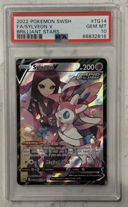 2022 POKEMON SWORD & SHIELD BRILLIANT STARS #TG14 FULL ART/SYLVEON V PSA 10 - Image 1