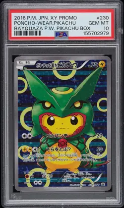 2016 POKEMON JAPANESE XY PROMO #230 PONCHO-WEARING PIKACHU PSA 10 - Image 1