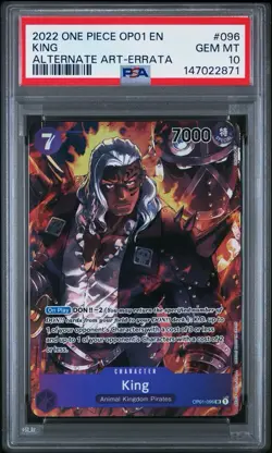 2022 One Piece OP01 King 096 Alt Art Romance Dawn Pre-Errata PSA 10 - Image 1